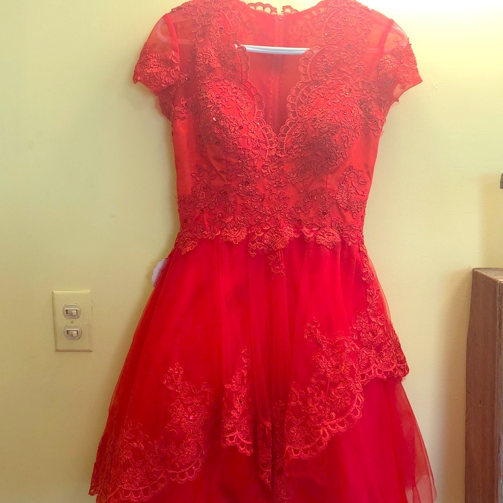 Red tulle dress